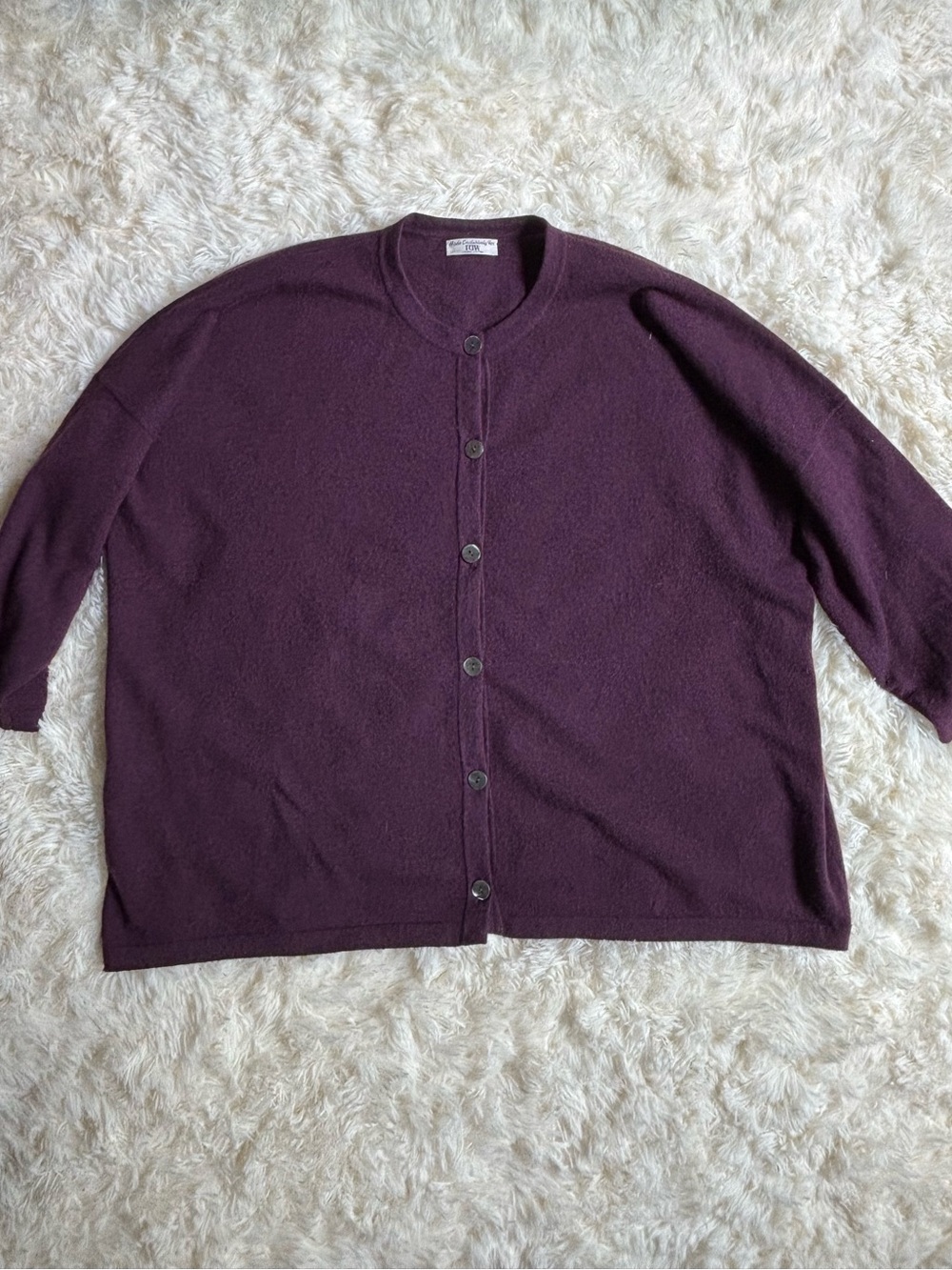 100% Cashmere Cardigan Purple Button Front Made in Scotland Women’s